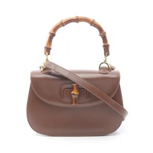 Gucci Bamboo Handbag Leather Brown